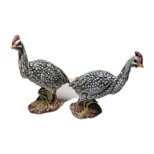 Ceramic Guinea Fowl Hen # 1200/39 Hand Art Painted Statue Made Italy Antique VTG